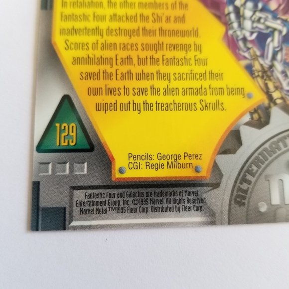 Vintage Marvel Metal trading card 1995 Fantastic Four Alternate M card #129 - Picture 11 of 13